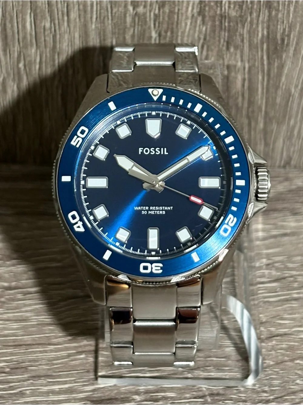 Blue Fossil Dalton Stainless Steel Men’s Watch With New Battery